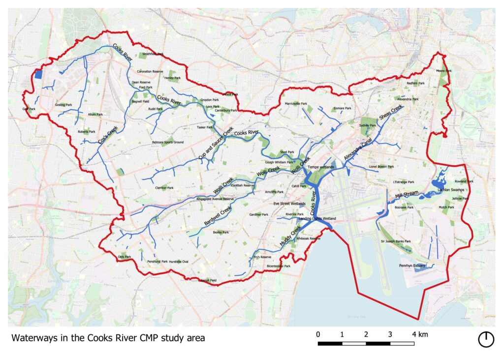 Waterways in the Cooks River CMP study area